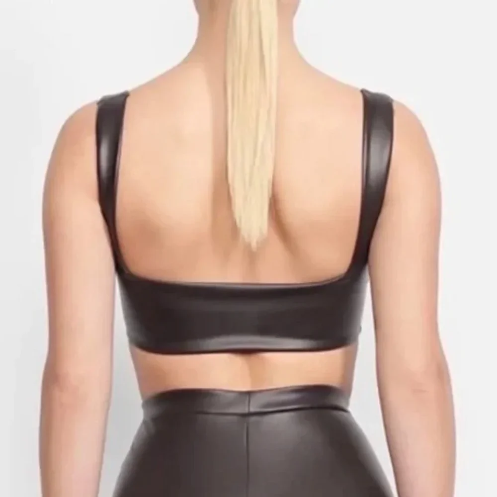 NWOT Skims Faux leather bralette Soot 4X (40-42 C, D, DD, DDD)  (44 A, B) Brown - Picture 2 of 4